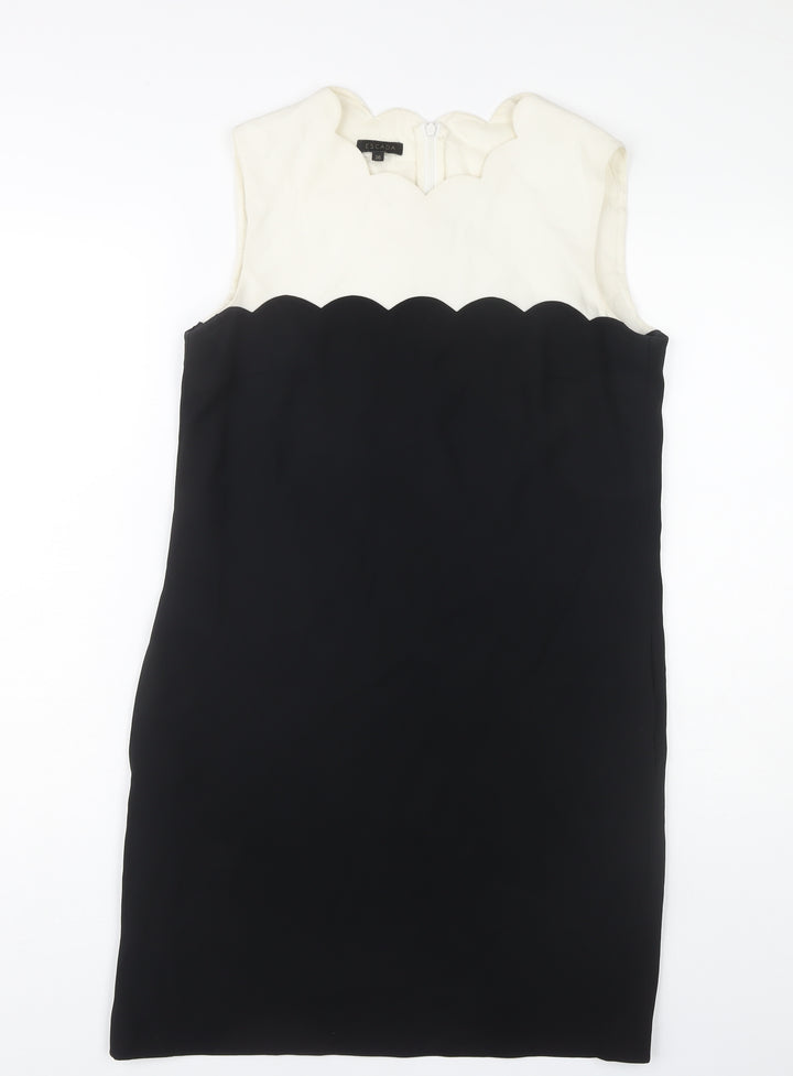 Escada Women's Black Ivory Sheath Dress Size 8 Formal