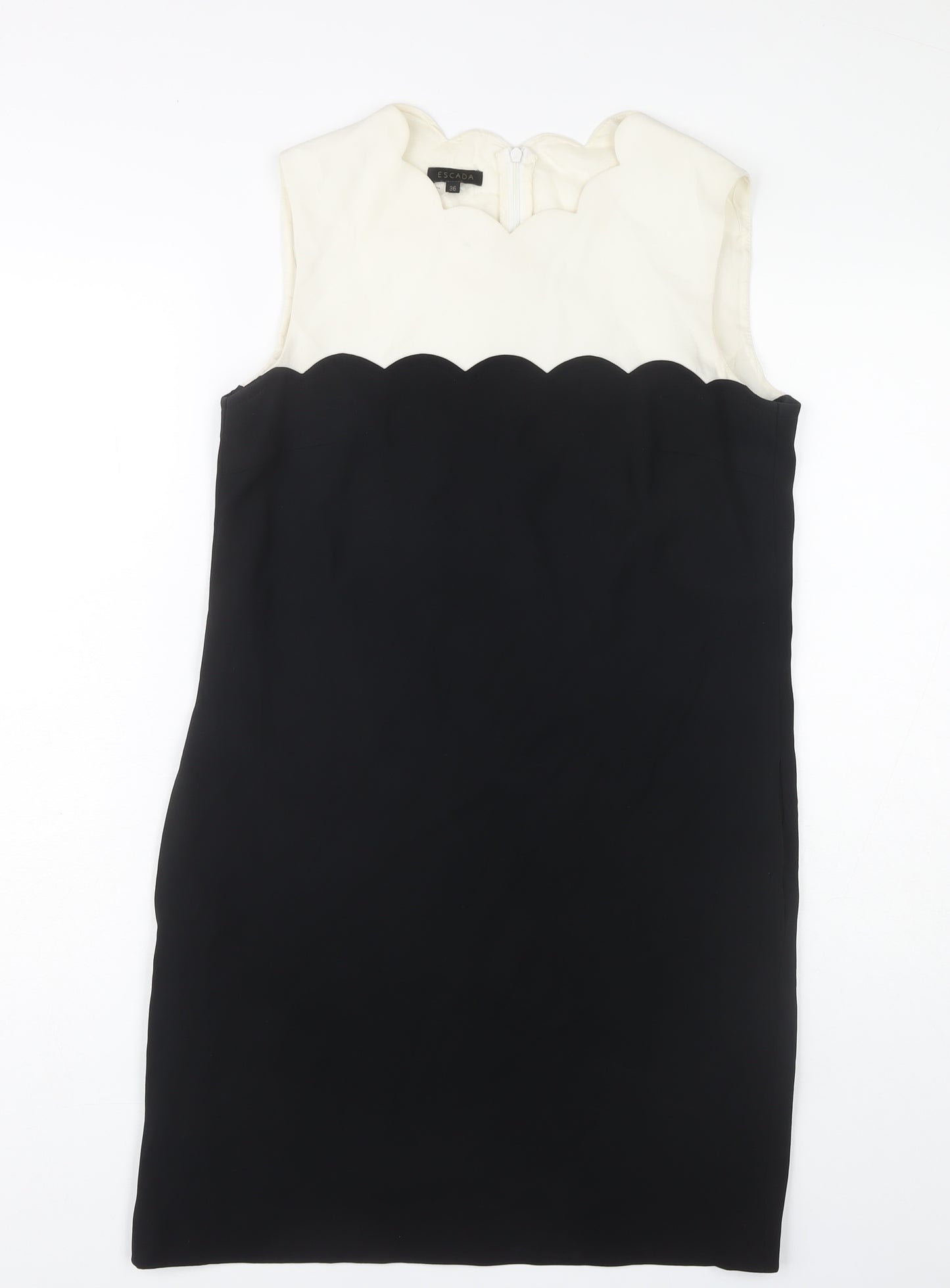 Escada Women's Black Ivory Sheath Dress Size 8 Formal