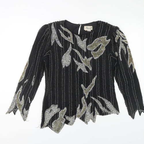 Maxwell Women's Black Beaded Long Sleeve Top M