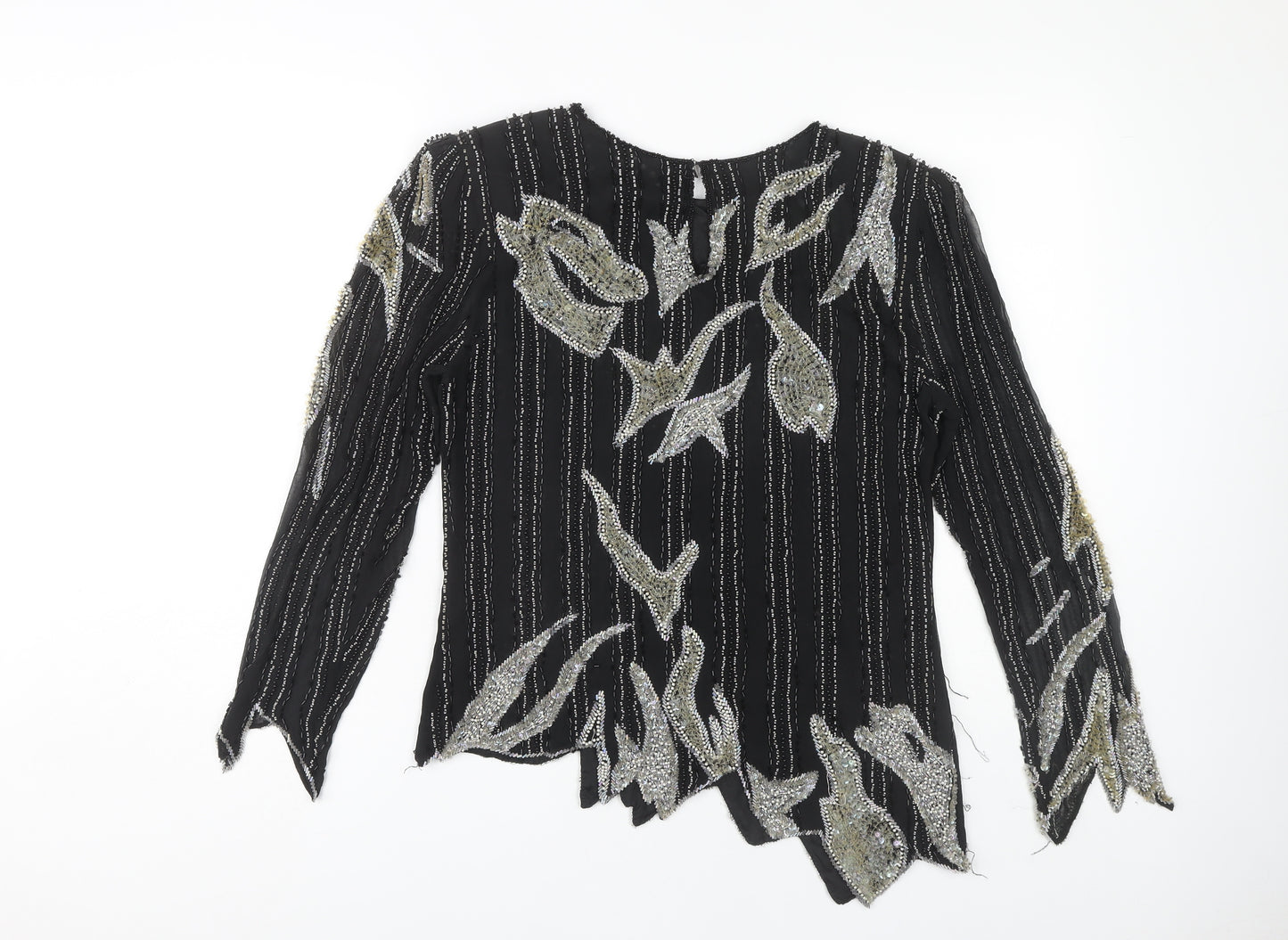 Maxwell Women's Black Beaded Long Sleeve Top M