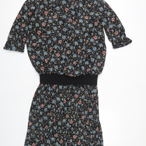 Berkertex Women's Black Floral Sheath Dress, Size 12