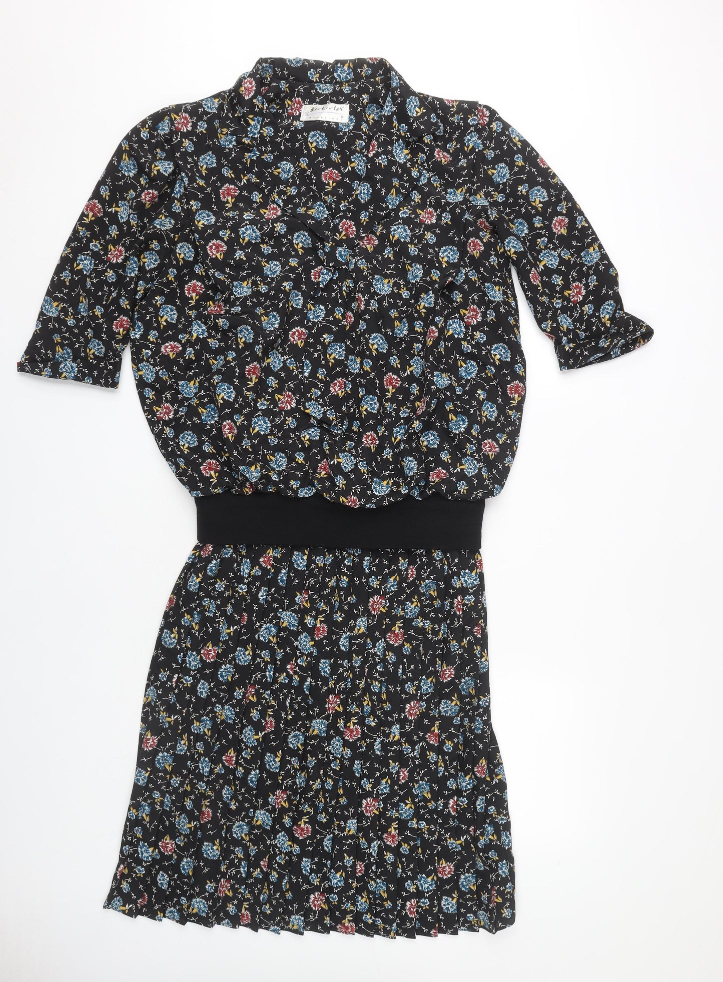 Berkertex Women's Black Floral Sheath Dress, Size 12