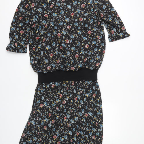 Berkertex Women's Black Floral Sheath Dress, Size 12
