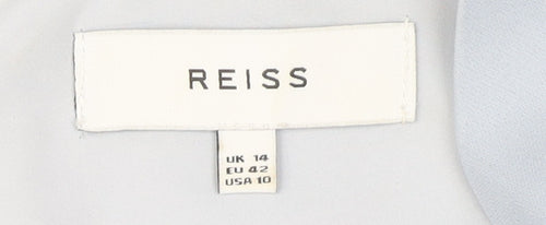 Reiss Women's Blue Sheath Dress, Size 14, V-Neck Formal