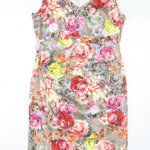Vera Mont Women's Multicoloured Floral Sheath Dress Size 14