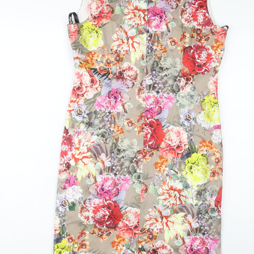 Vera Mont Women's Multicoloured Floral Sheath Dress Size 14