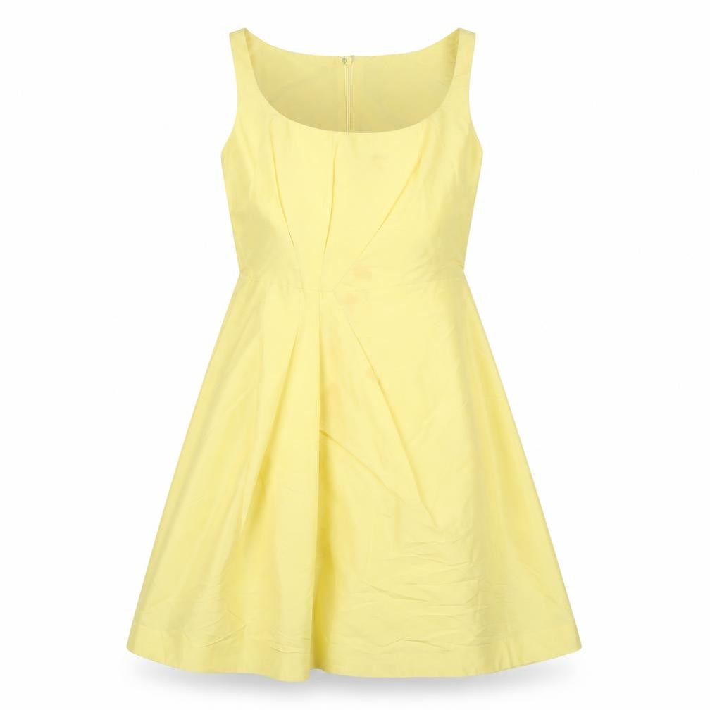 Front view of Coast Women’s Yellow Silk Dress, size UK 6