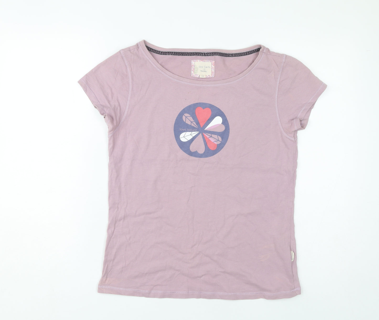 One Earth Women's Purple T-Shirt Size 16 Crew Neck