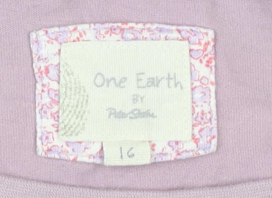 One Earth Women's Purple T-Shirt Size 16 Crew Neck