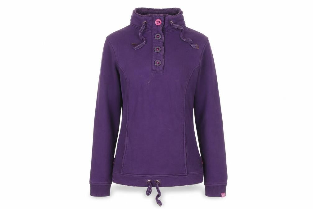 Front view of Joules Women's Purple Henley Sweatshirt, size 8