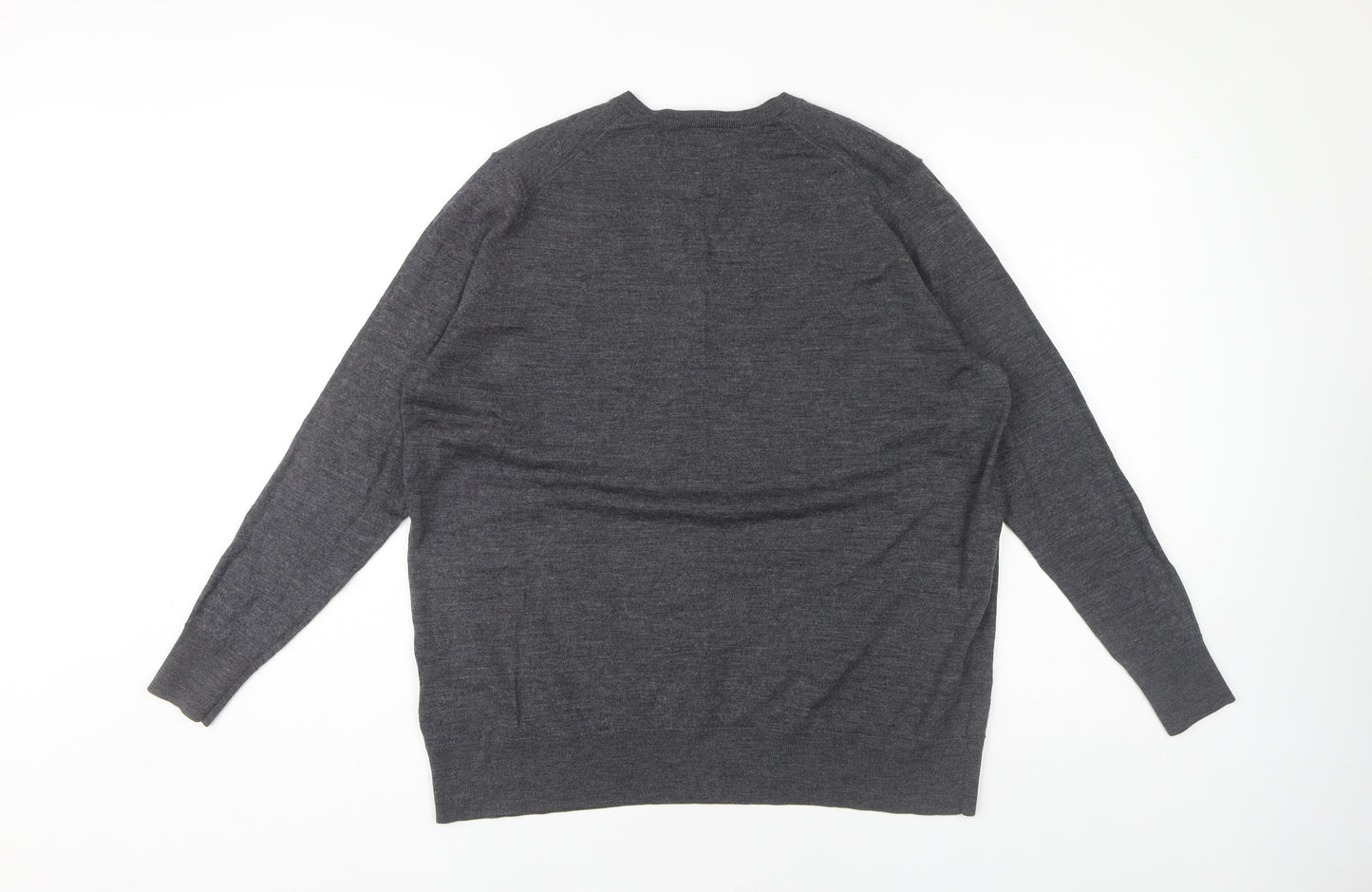 COS Men’s Grey Wool V-Neck Pullover Jumper, Medium