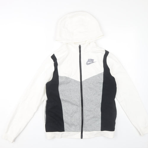 Nike Boys White Colourblock Hoodie XL Full Zip