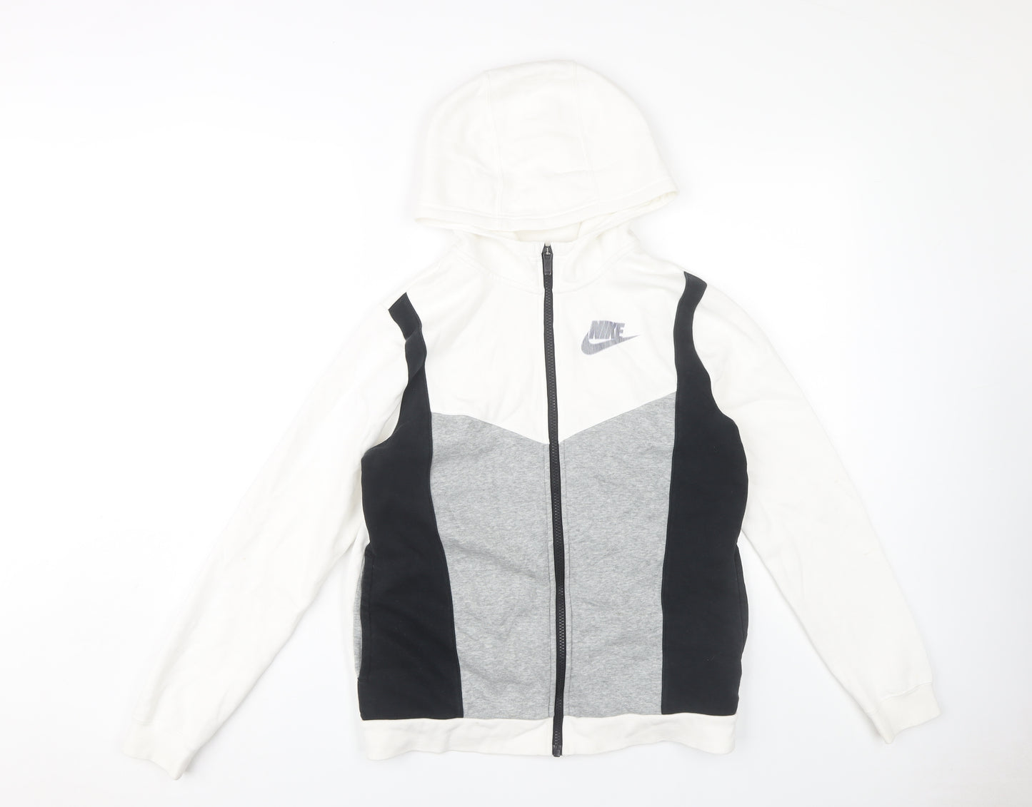 Nike Boys White Colourblock Hoodie XL Full Zip