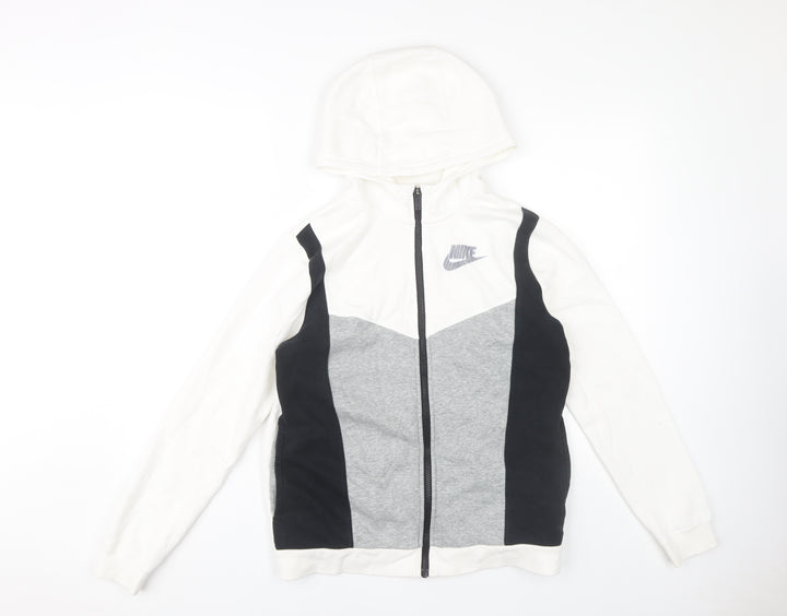 Nike Boys White Colourblock Hoodie XL Full Zip