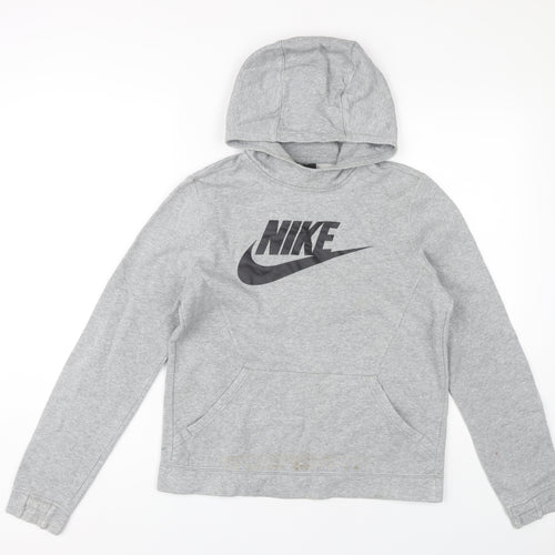 Nike Boys Grey XL Pullover Hoodie with Logo Accents