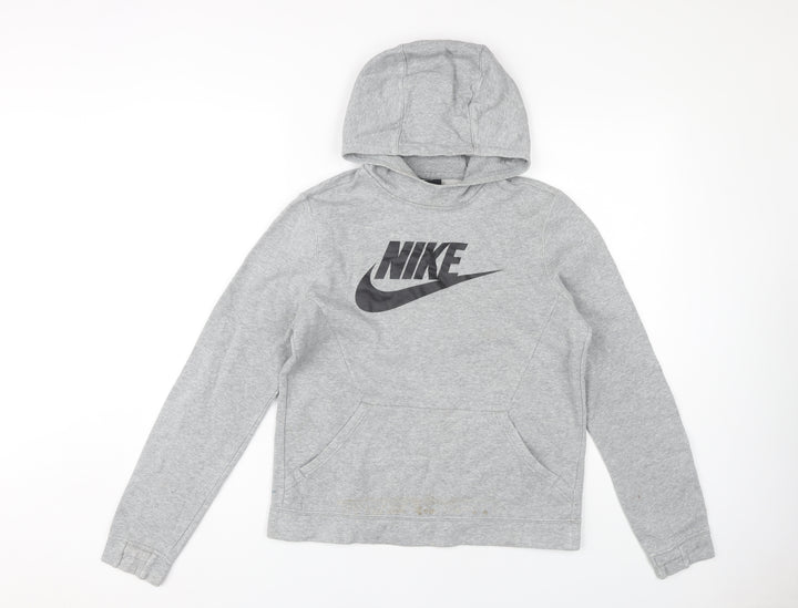 Nike Boys Grey XL Pullover Hoodie with Logo Accents