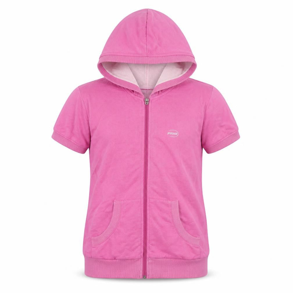 Front view of Protonic girls’ pink full zip hoodie medium lightweight