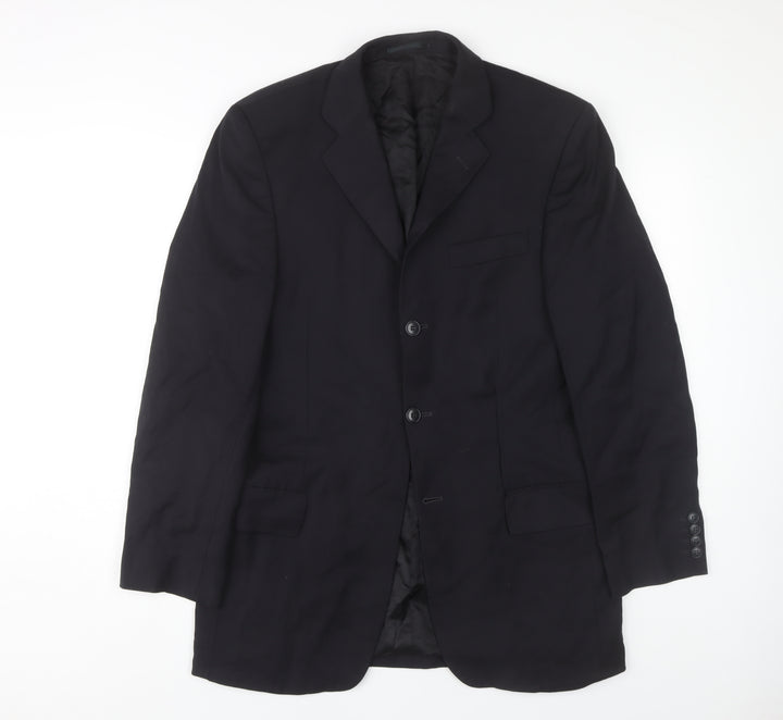 Marlane Men's Black Long Suit Jacket, Size 38L