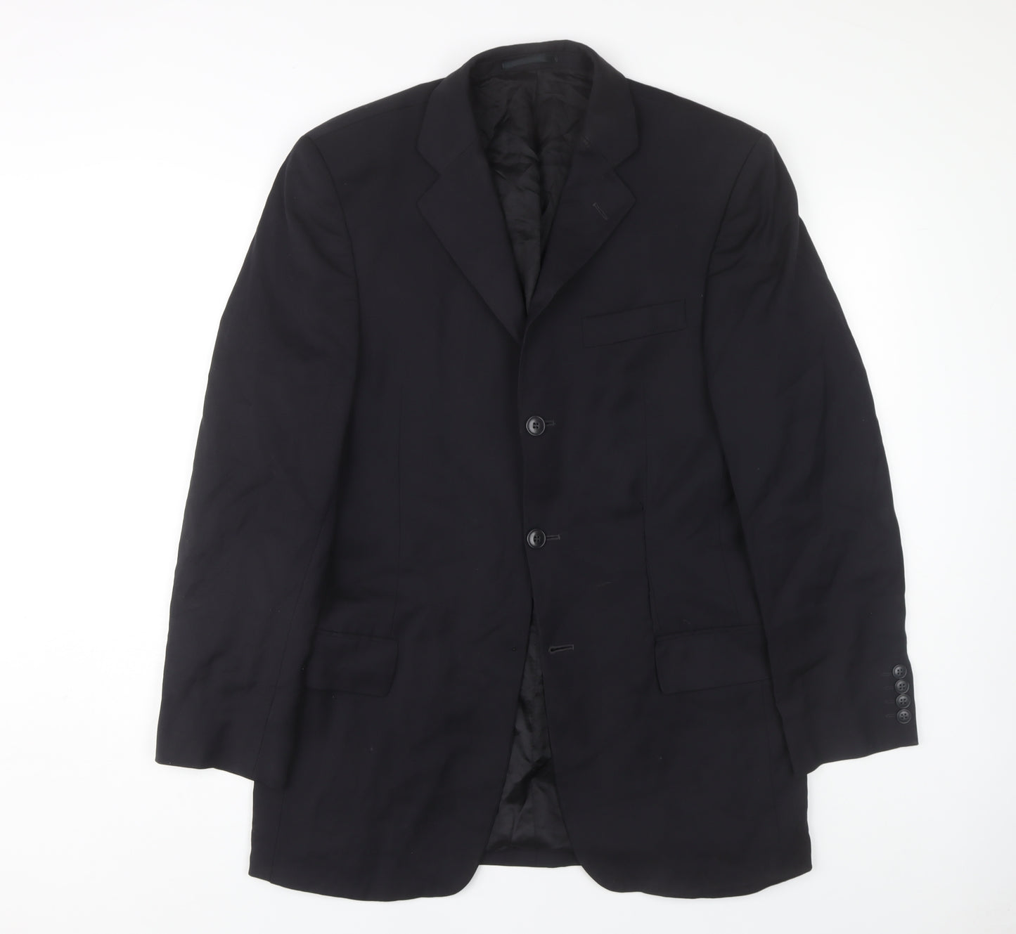 Marlane Men's Black Long Suit Jacket, Size 38L