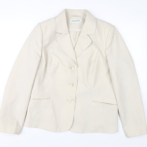 BHS Women's Beige Blazer Jacket - Size 16