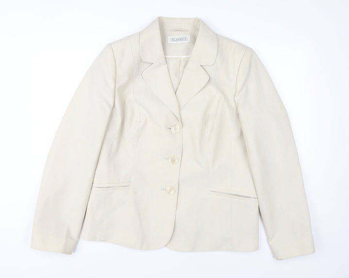BHS Women's Beige Blazer Jacket - Size 16