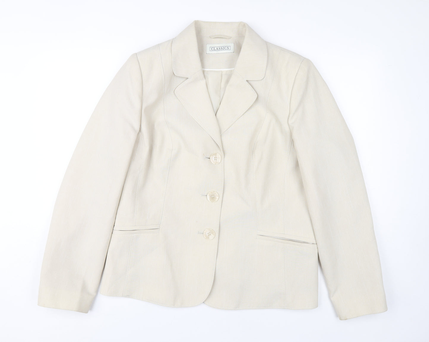 BHS Women's Beige Blazer Jacket - Size 16