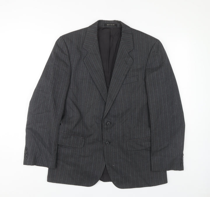 St Michael Men's Grey Striped Suit Jacket 38 Short - Business