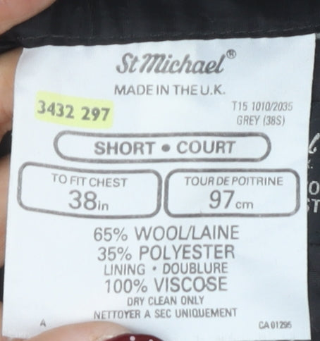 St Michael Men's Grey Striped Suit Jacket 38 Short - Business