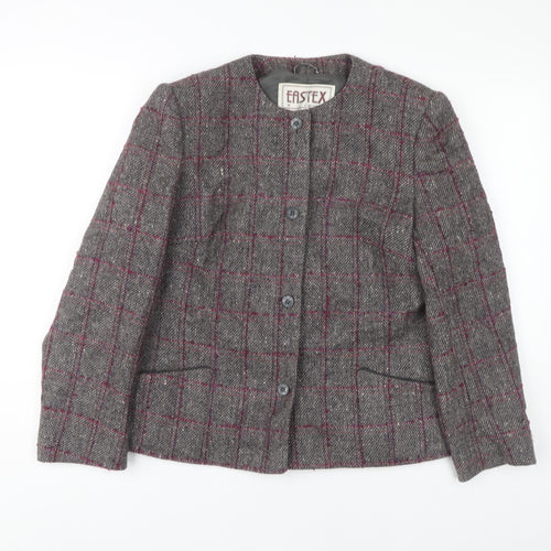 Eastex Women's Grey Tweed Check Jacket Size 14