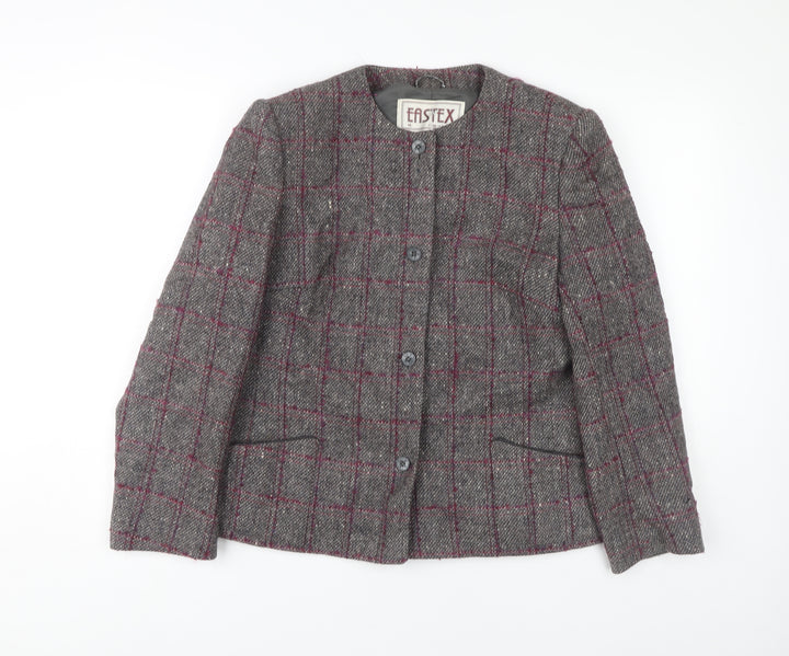 Eastex Women's Grey Tweed Check Jacket Size 14
