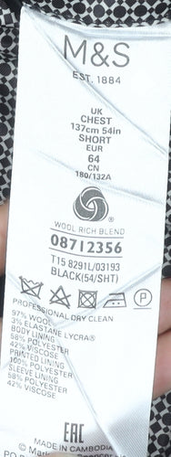 Marks and Spencer Men's Black Blazer Short Fit Jacket