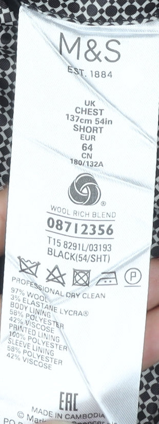 Marks and Spencer Men's Black Blazer Short Fit Jacket