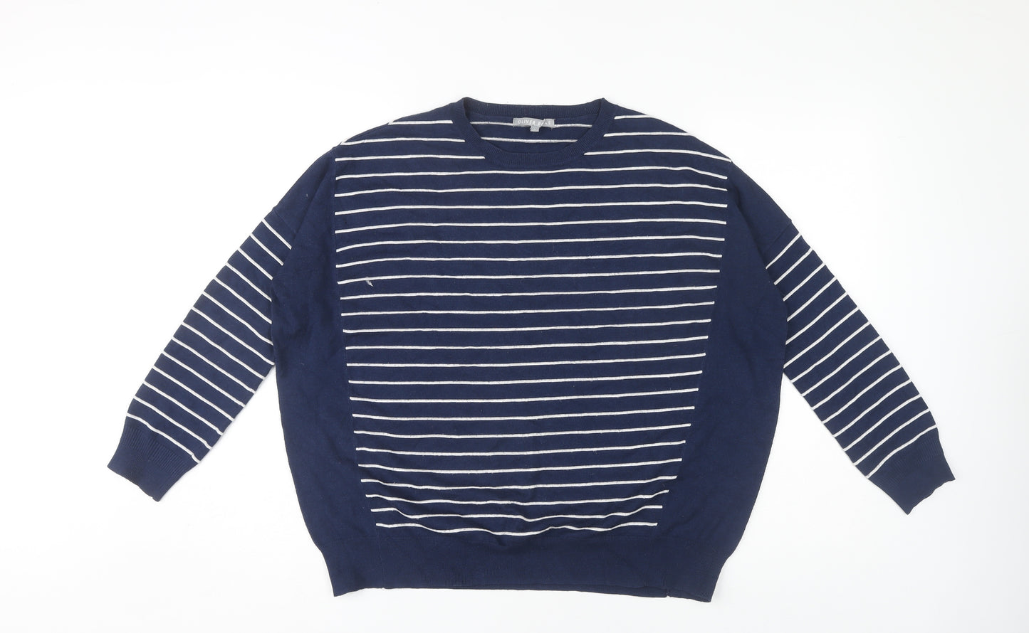 Oliver Bonas Women's Blue Striped Pullover Jumper Size 8