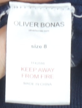 Oliver Bonas Women's Blue Striped Pullover Jumper Size 8