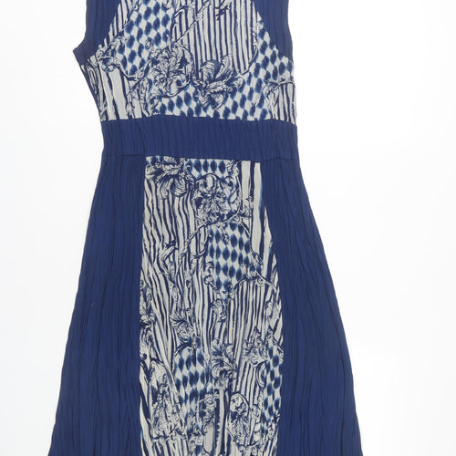 CC Women's Blue Sleeveless Chiffon Dress S