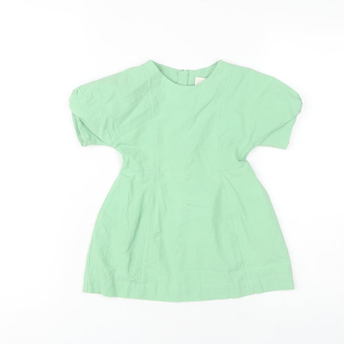 COS Girls Green Dress, Size 18-24 Months, Short Sleeve, Cotton