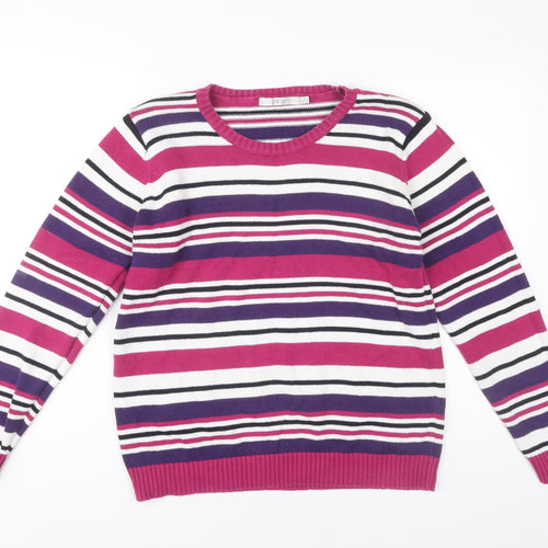 EWM Women's Multicoloured Striped Pullover L