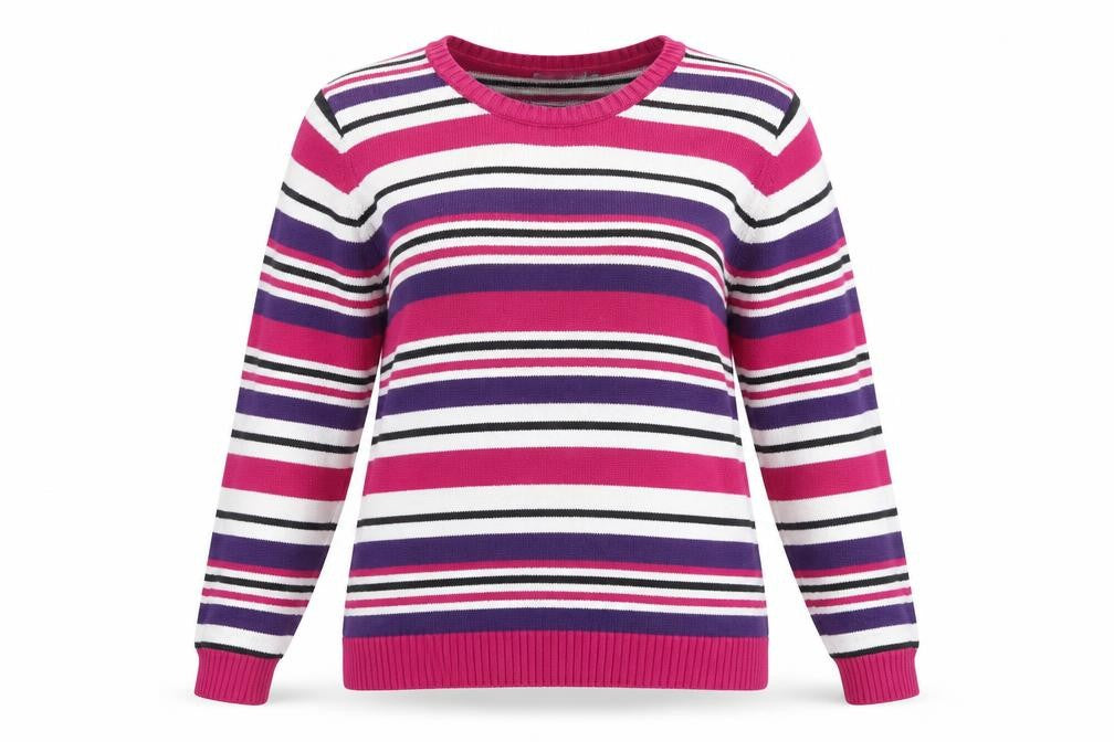 Front view of EWM Women's Multicoloured Striped Pullover L