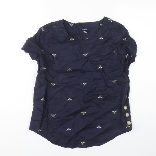 Joules Women's Blue Linen Blouse, Size 8, Casual Style