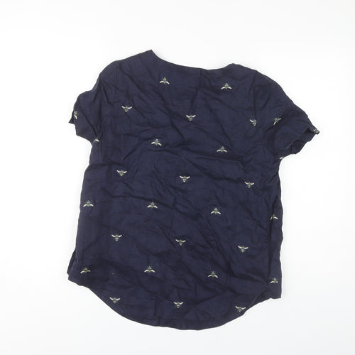 Joules Women's Blue Linen Blouse, Size 8, Casual Style