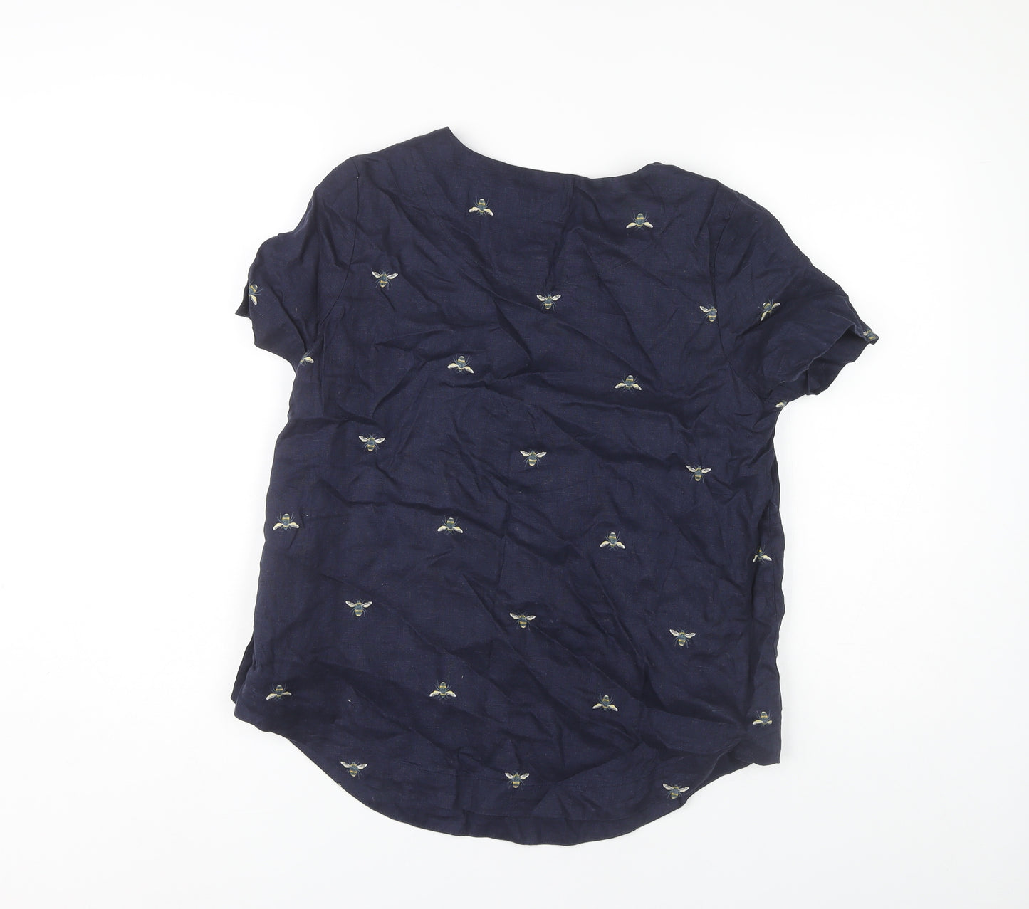 Joules Women's Blue Linen Blouse, Size 8, Casual Style