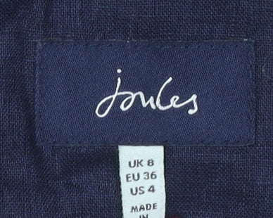 Joules Women's Blue Linen Blouse, Size 8, Casual Style