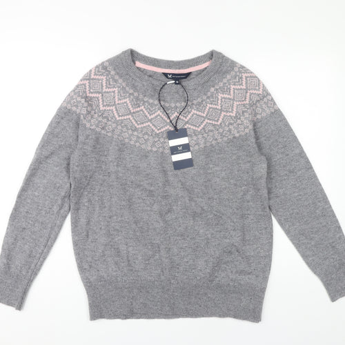 Crew Clothing Company Women's Grey Fair Isle Jumper Size 16
