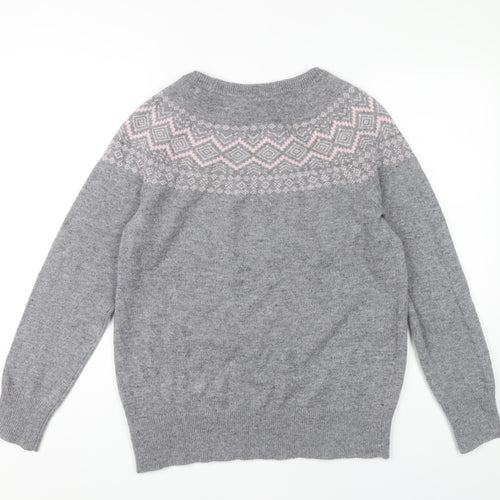 Crew Clothing Company Women's Grey Fair Isle Jumper Size 16