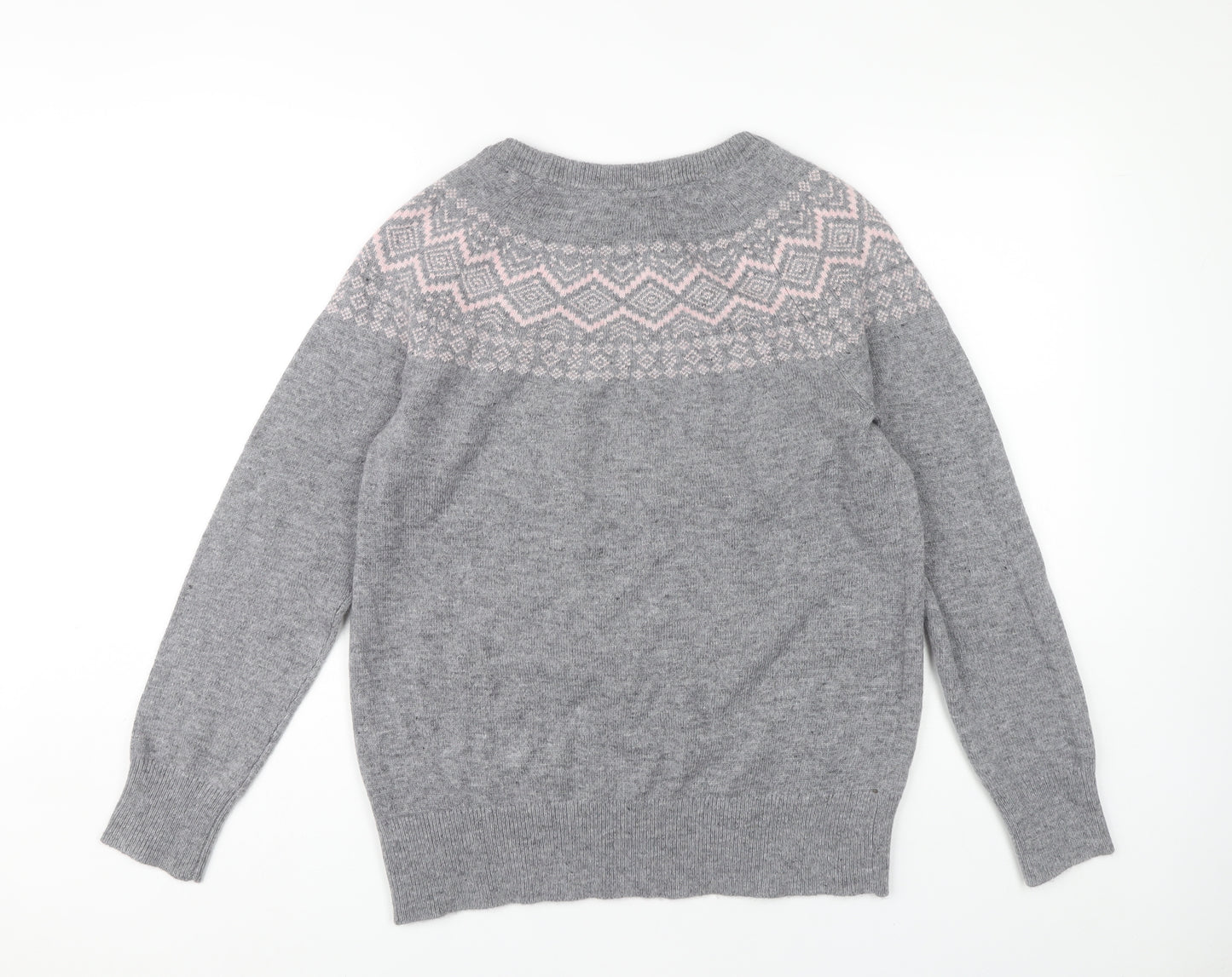 Crew Clothing Company Women's Grey Fair Isle Jumper Size 16
