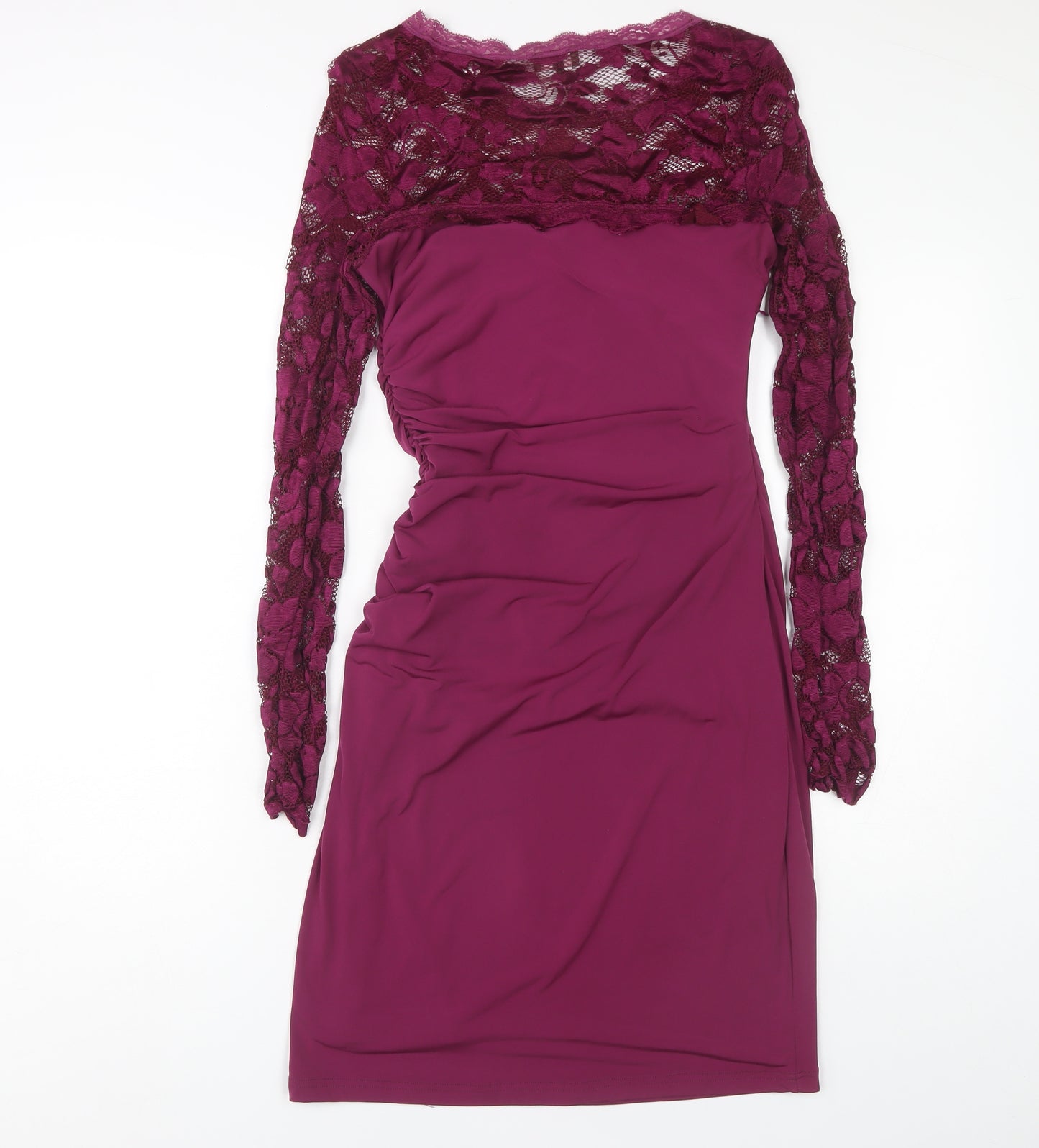 Phase Eight Women Pink Bodycon Dress Size 10 with Lace Accents