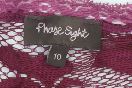 Phase Eight Women Pink Bodycon Dress Size 10 with Lace Accents