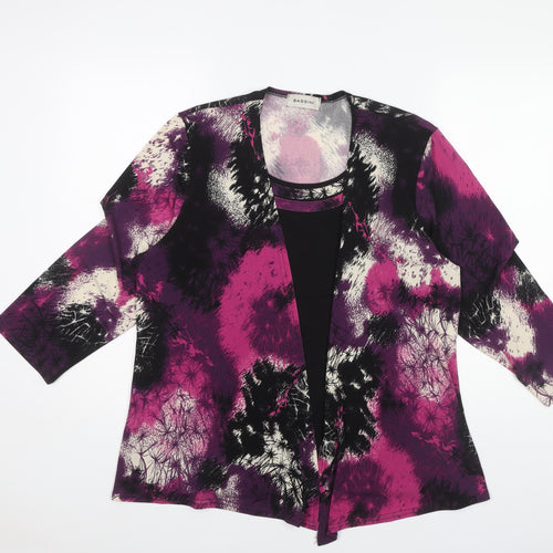 Bassini Women's Purple Floral 3/4 Sleeve Top Size 18
