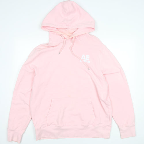 American Eagle Pink Men's Hoodie M Pullover Logo