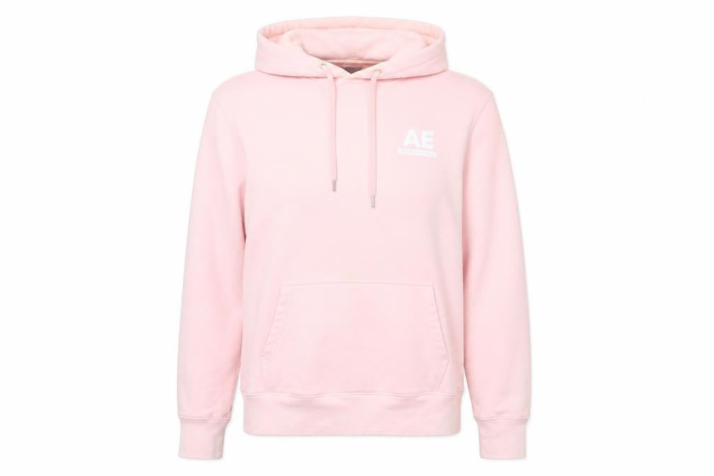Front view of American Eagle Pink Men's Hoodie M Pullover Logo